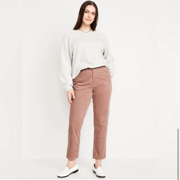 Old Navy High Waisted OG straight Corduroy Ankle Pants 28W Chanterelle(pink) - Picture 4 of 10